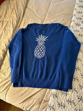 vineyard vines cashmere Pineapple Crewneck Sweater Blue Small